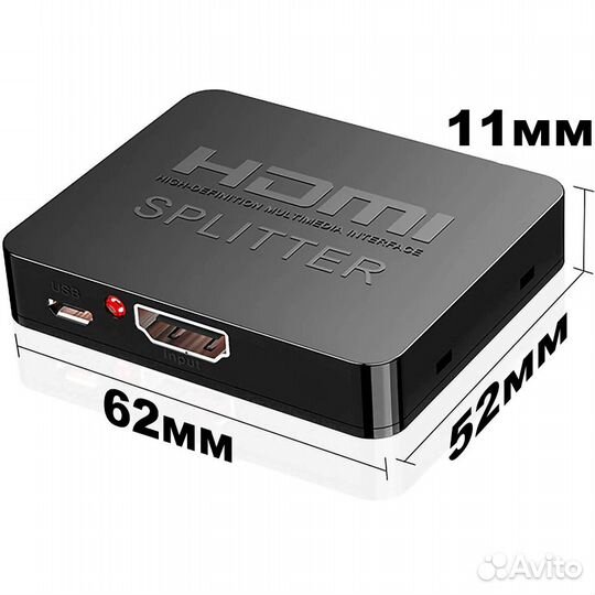 Делитель hdmi сплиттер (1 вход hdmi - 2 выхода hdm