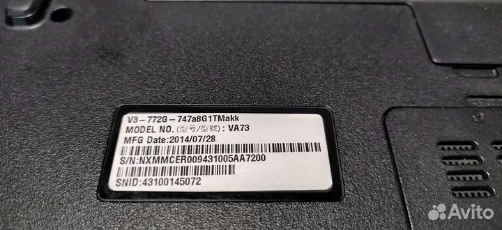 Ноутбук Acer V3 772G, i7 8 потоков 8гб озу