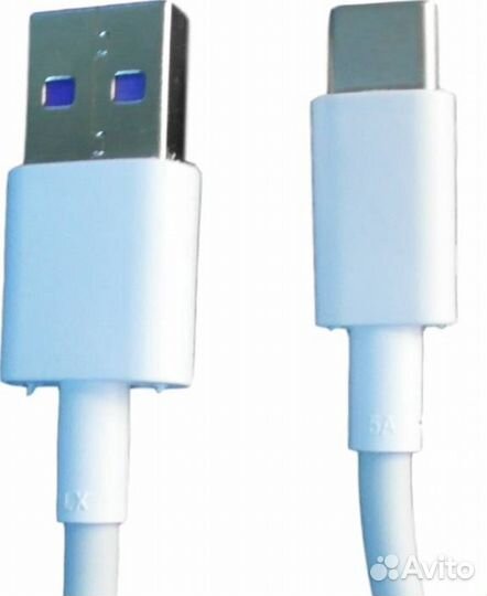 USB Кабель Type-C 5A, Белый, 1 м