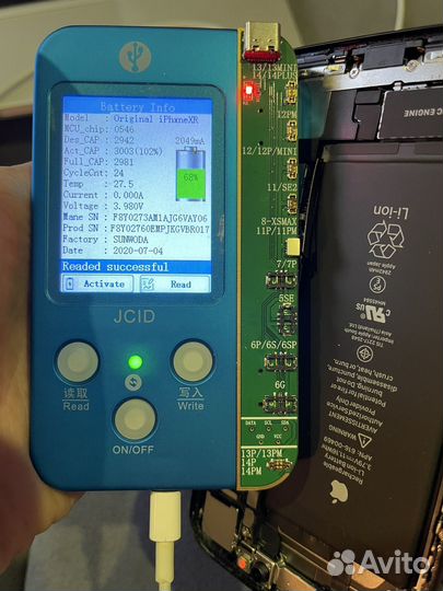 Аккумулятор iPhone XR оригинал снятый емкость 100