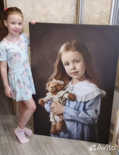 Портрет по фото на холсте