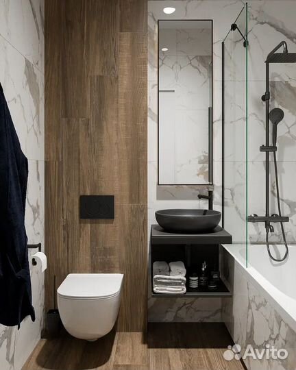 Укладка плитки, ремонт ванной комнаты