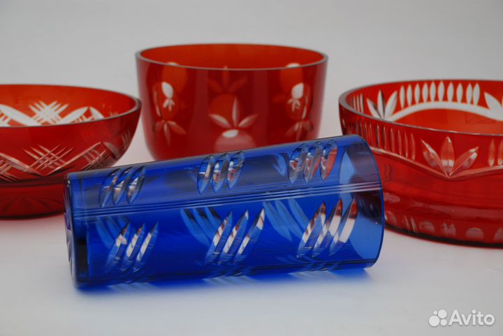 Вазы.Цветное стекло.СССР Винтаж