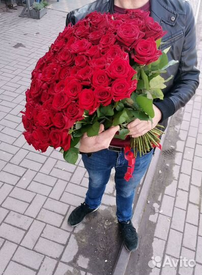 101 роза с доставкой, букет роз с доставкой
