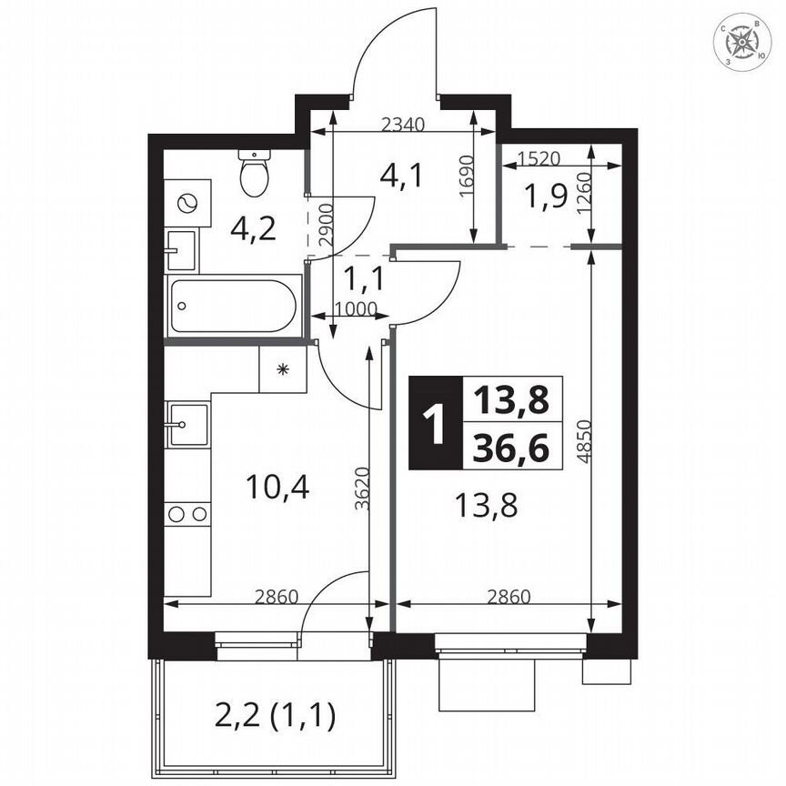 1-к. квартира, 36,6 м², 15/25 эт.
