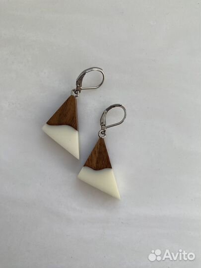Серьги дерево+акрил