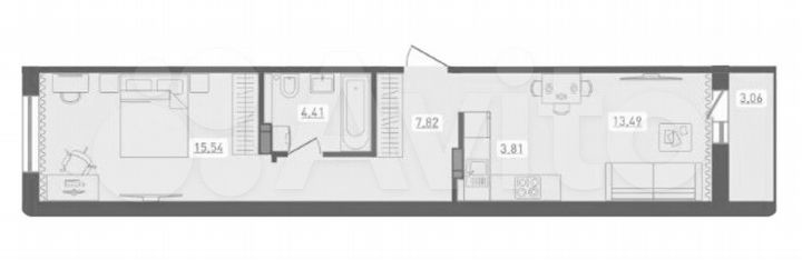 2-к. квартира, 46,6 м², 7/17 эт.