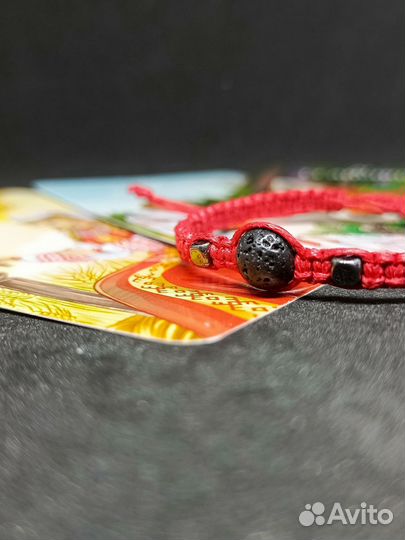 Браслет Шамбала с камнем Лава и Гематит