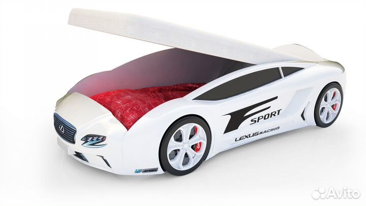 Кровать-машина Roadster Лексус Белый с подъемным м