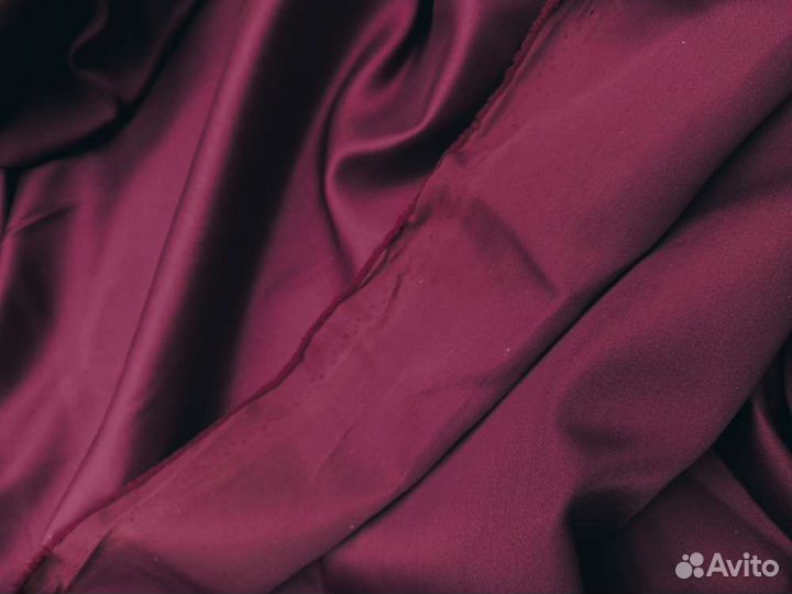 Ткань однотонная сатен бордовый Винный