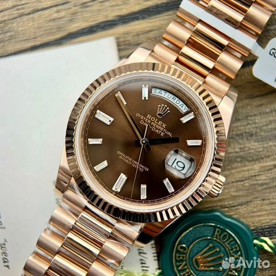 Часы rolex daydate 40mm rosegold chocolade