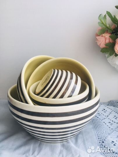 Набор салатников СССР фаянс 5 штук