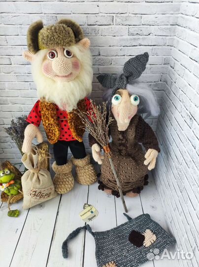 Домовушка, Баба Яга, вязаные игрушки, обереги