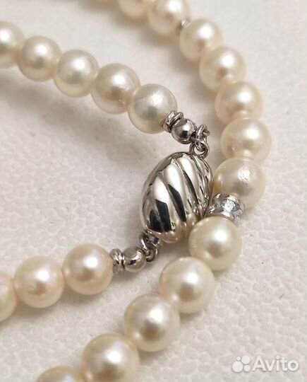 Бусы морской жемчуг Акойя Япония серебро