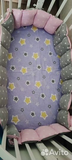 Бортики в детскую кроватку с одеялом двухсторонние