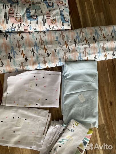 Ткань хлопок детский ламы кактусы совушки