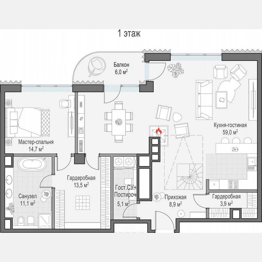 1-к. квартира, 215,5 м², 8/14 эт.