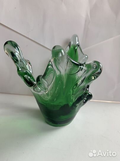 Ваза для фруктов и конфет чешское стекло