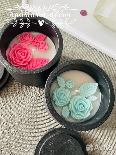 Свечи из кокосового воска в гипсе