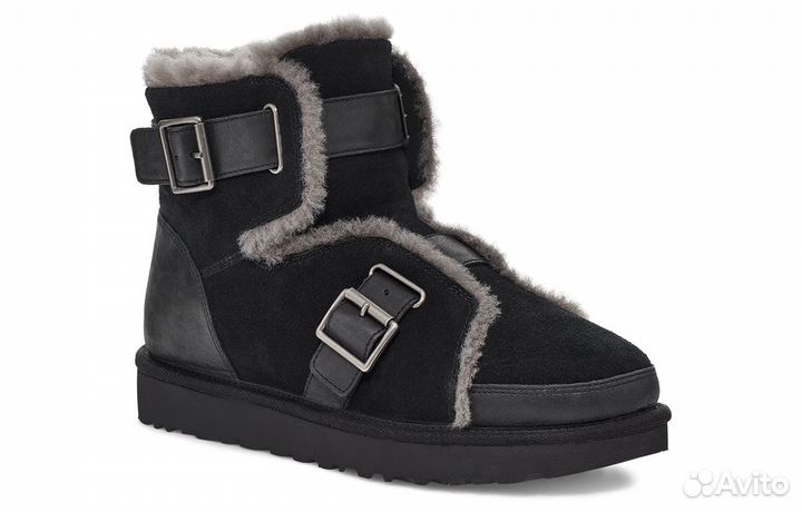 UGG Dune Mini Buckle Boot Fleece Lined Black Women's (39)