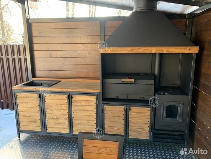 Мангальный комплекс, зона барбекю, печь, мангал