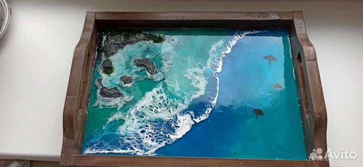 Поднос деревянный 41*27*6см