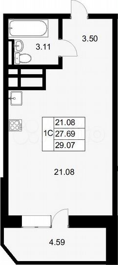 Квартира-студия, 29,1 м², 9/18 эт.