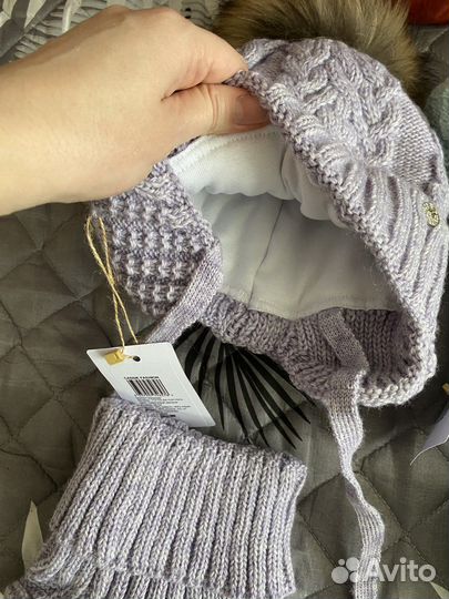 Комплект шапка и снуд (шарф) для девочки новый