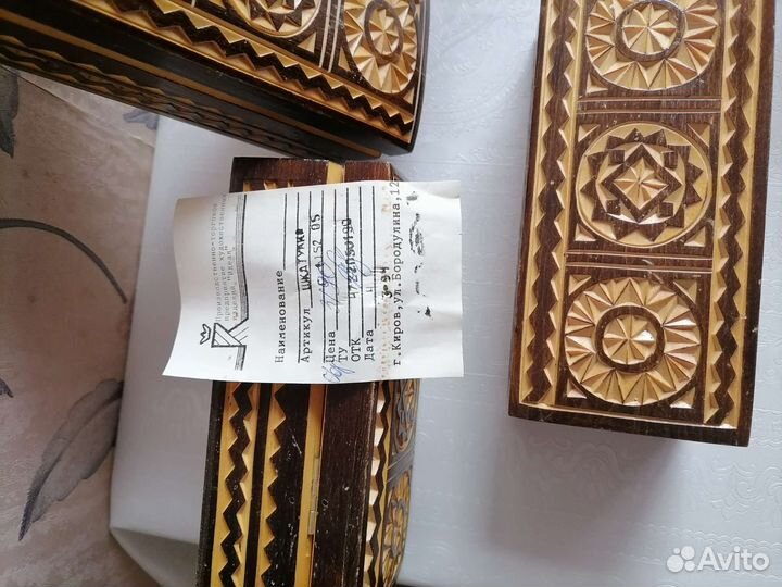 Шкатулка деревянная СССР, новая, резная