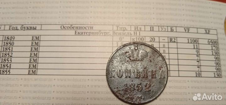 Копейка 1852