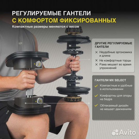 Гантель регулируемая MX Select MX-55, рифленая ста