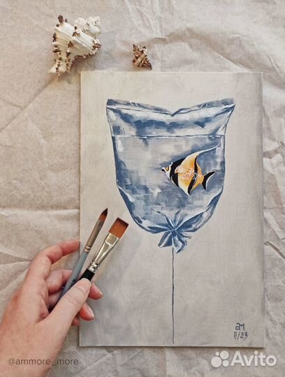 Авторская интерьерная картина «Золотая рыбка»