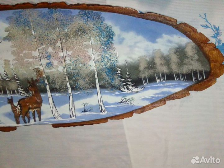 Картина на срезе дерева