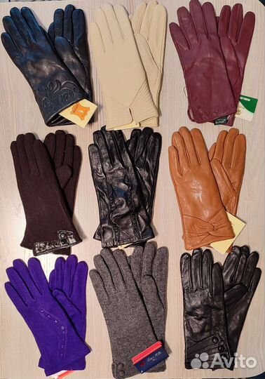 Перчатки кожаные, кашемир новые