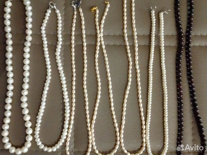 Бусы из натурального жемчуга, граната