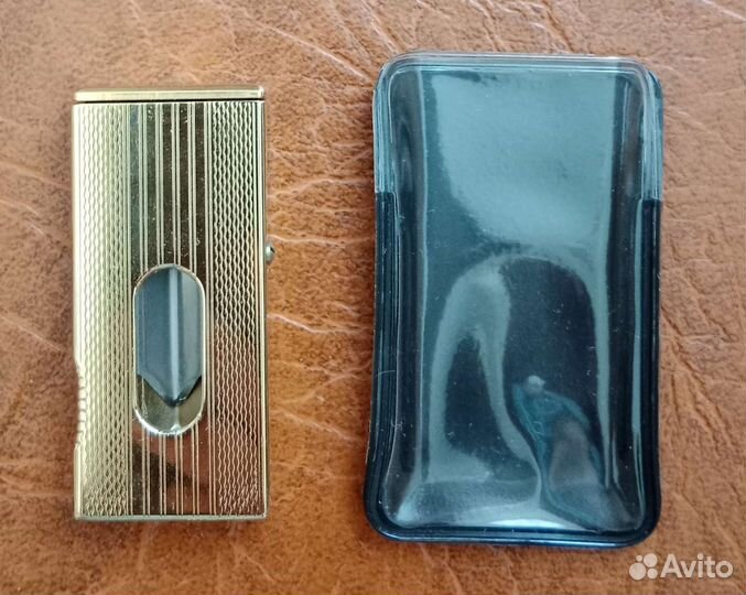 Портсигар кожаный, нож для сигар, мундштук+фильтры