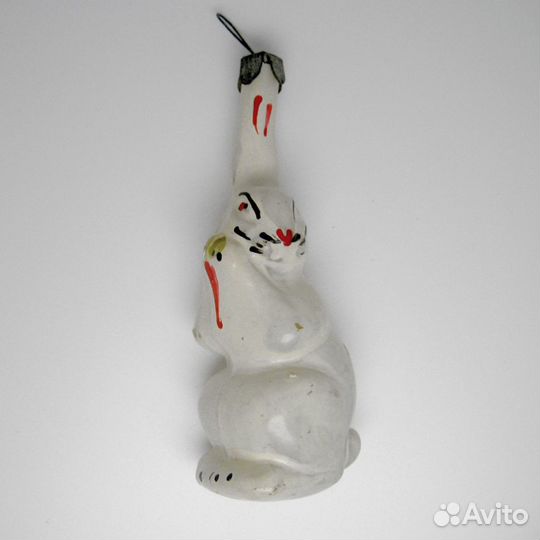 Заяц с морковкой. Старая ёлочная игрушка. Винтаж