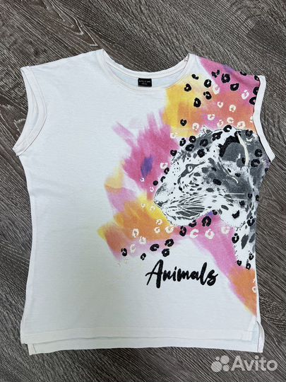 Джинсовая куртка и футболка на девочку р.152