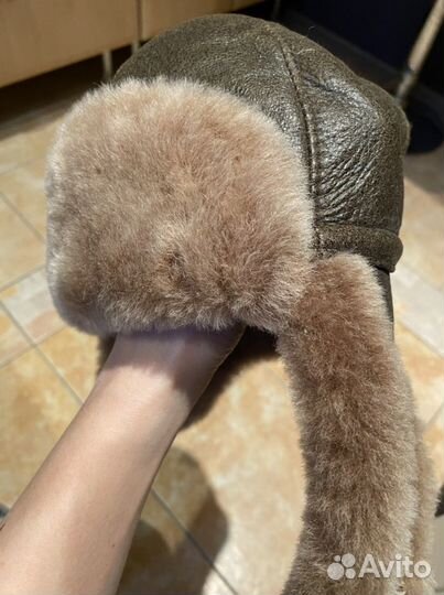 Зимняя,натуральная шапка и варежки,шапка 52-54,вар