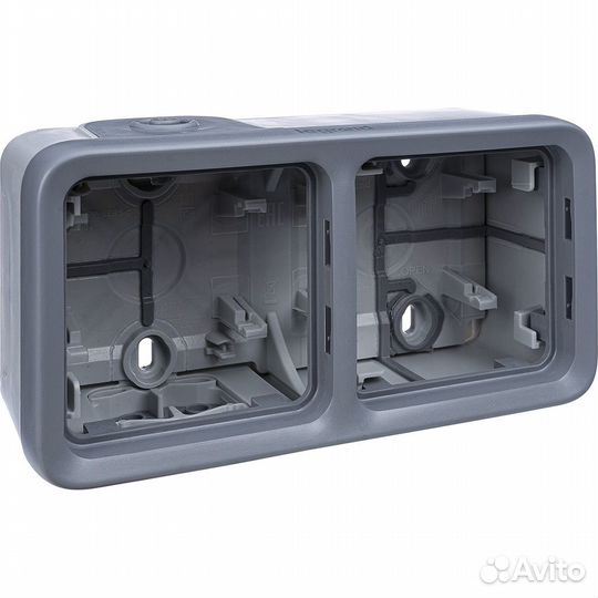 Legrand Plexo Серый Монтажная коробка 2-ая для наружного монтажа,горизонтальная,IP55