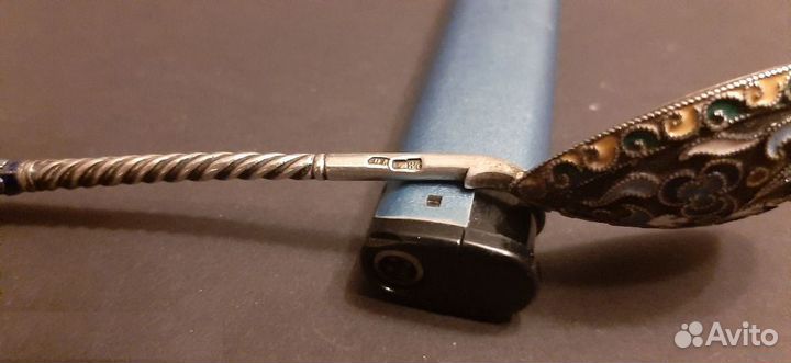 Ложка.Эмаль. Клеймо Н.А. 13.1 см, 21.4 гр