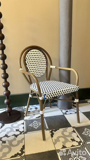 Стул Монмартр синий с белым, металлический каркас