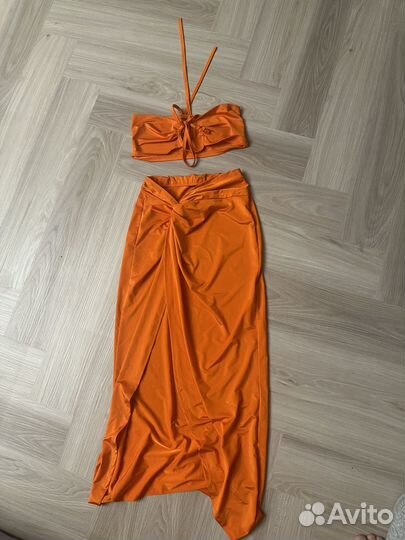 Пляжный костюм оранжевый s