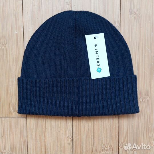 Шапка Winters premium вязаная синяя шерстяная