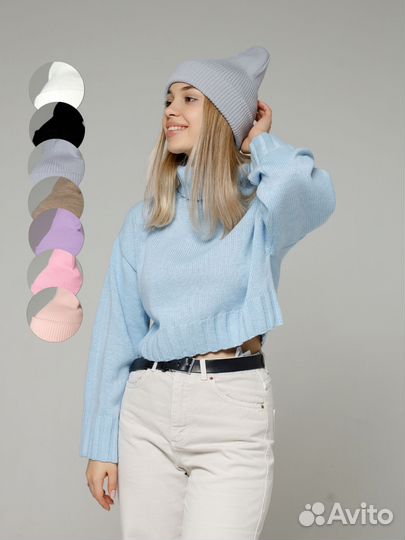 Шапка бини женская вязаная новая