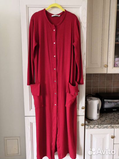 Платье в пол кардиган жемчужный и красный