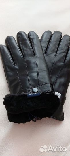 Зимние перчатки из лайковой кожи с цигейкой