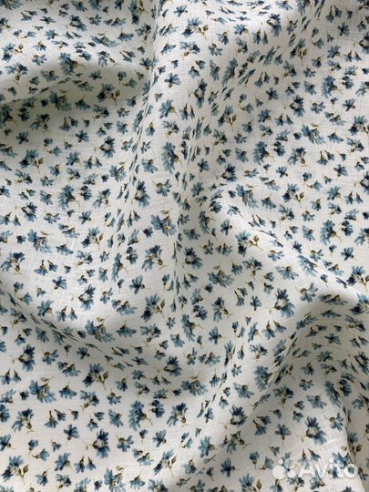 Ткань льняная Васильки