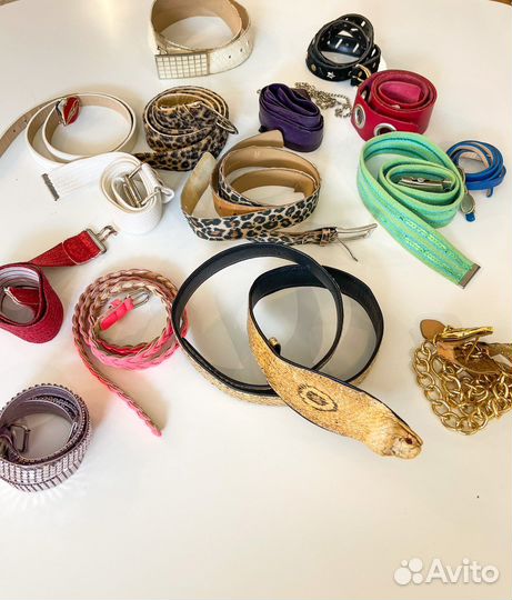 Ремень кожаный Италия Зара белый змея леопард