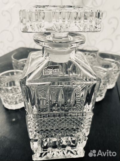 Штоф/графин и 6 стаканов хрусталь Bohemia